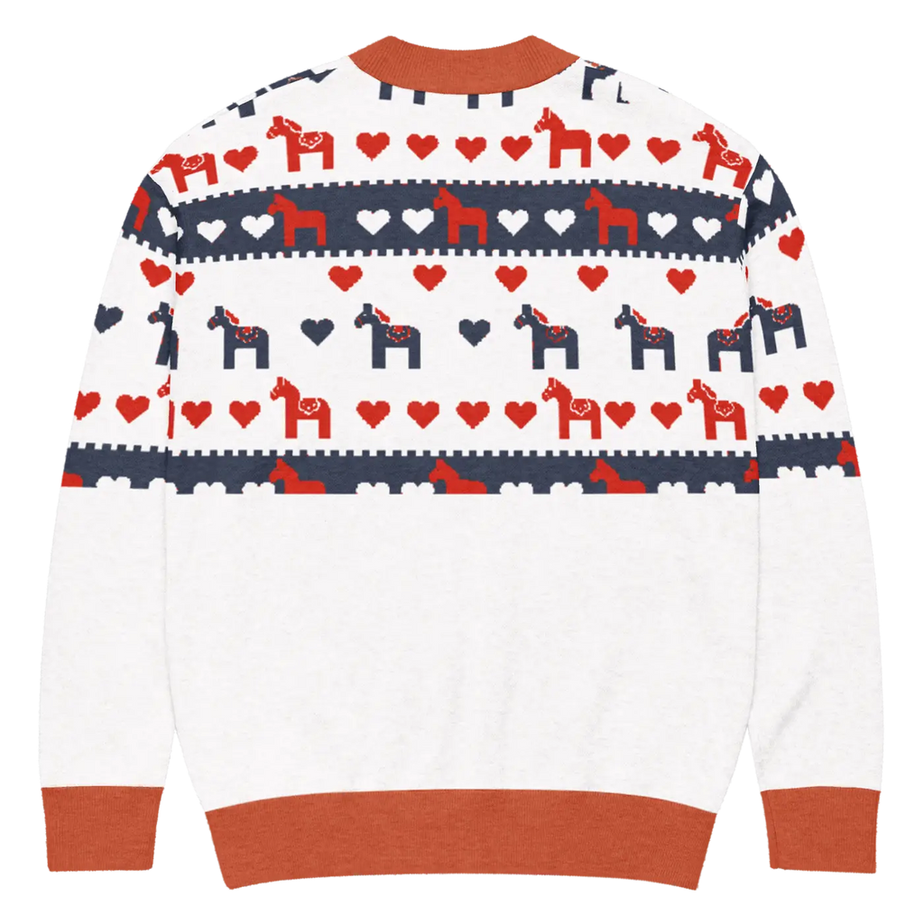 Hearts Dala Horse Knitted Cardigan - Scandinavian Charm - DipaliZ