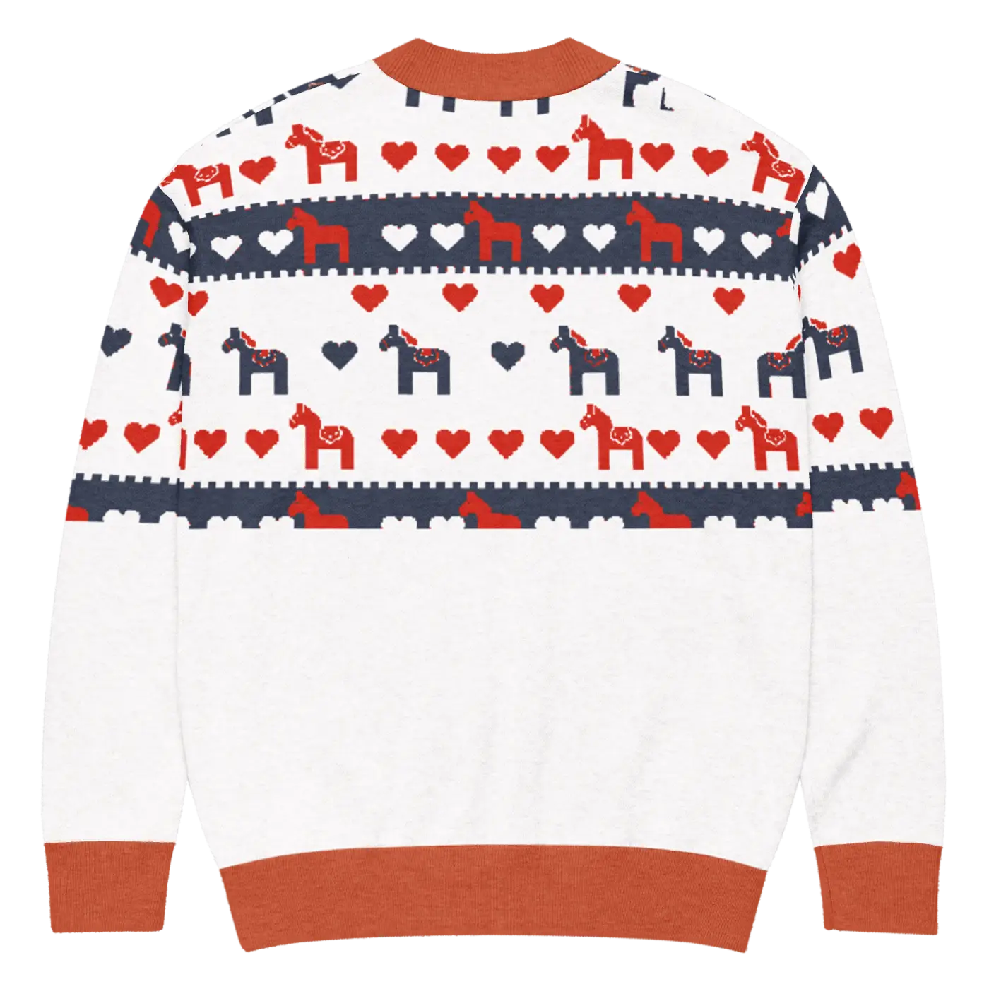 Hearts Dala Horse Knitted Cardigan - Scandinavian Charm - DipaliZ