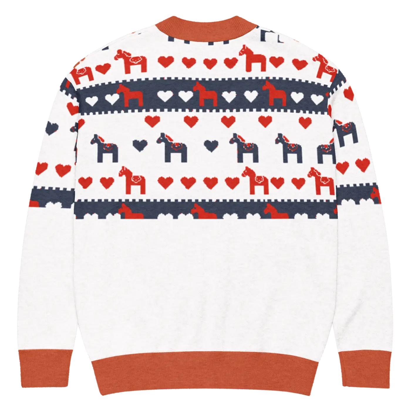 Hearts Dala Horse Knitted Cardigan - Scandinavian Charm - DipaliZ