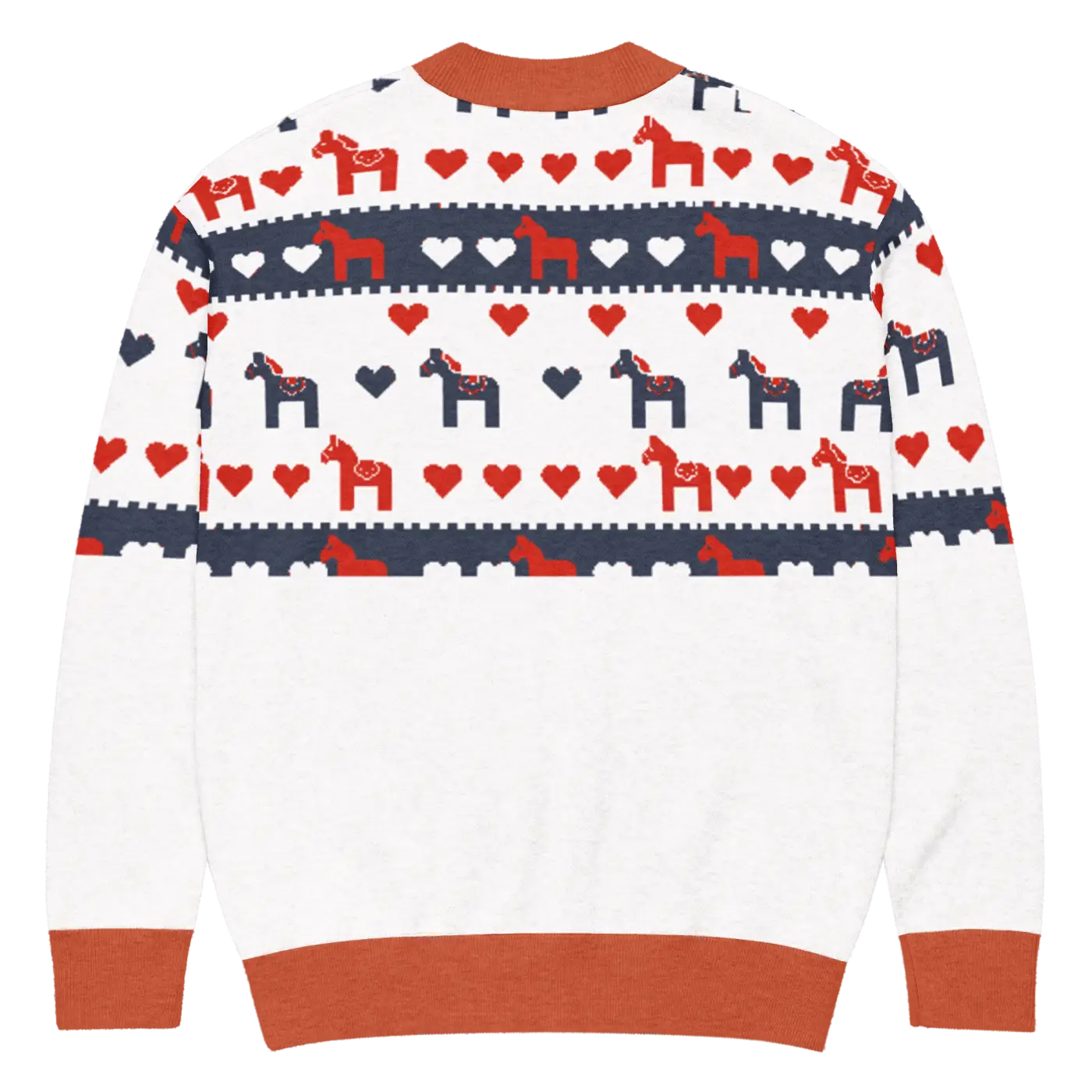 Hearts Dala Horse Knitted Cardigan - Scandinavian Charm - DipaliZ