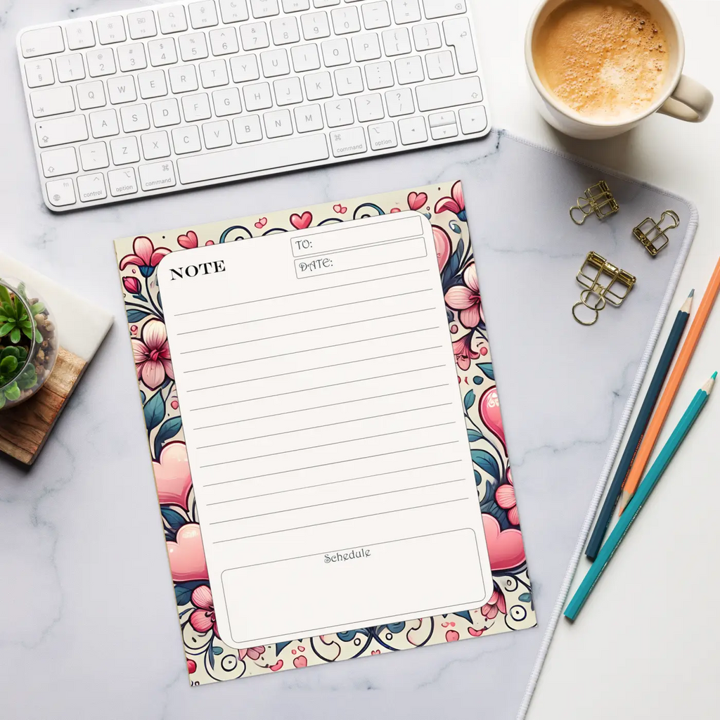 Flowers Daily Planner Notepad - Artistic Design - DipaliZ