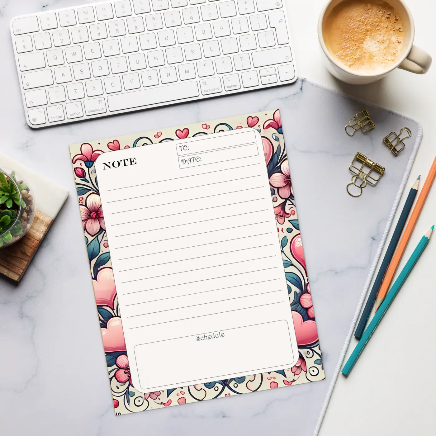 Flowers Daily Planner Notepad - Artistic Design - DipaliZ