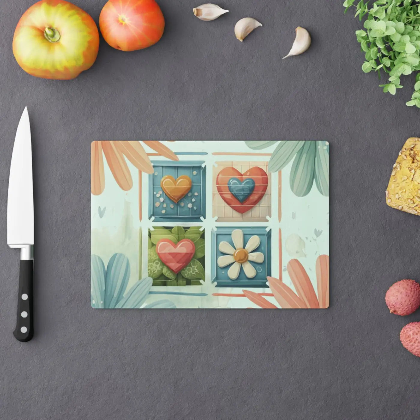 Flowers Cutting Board - Tempered Glass Kitchen Essential - DipaliZ