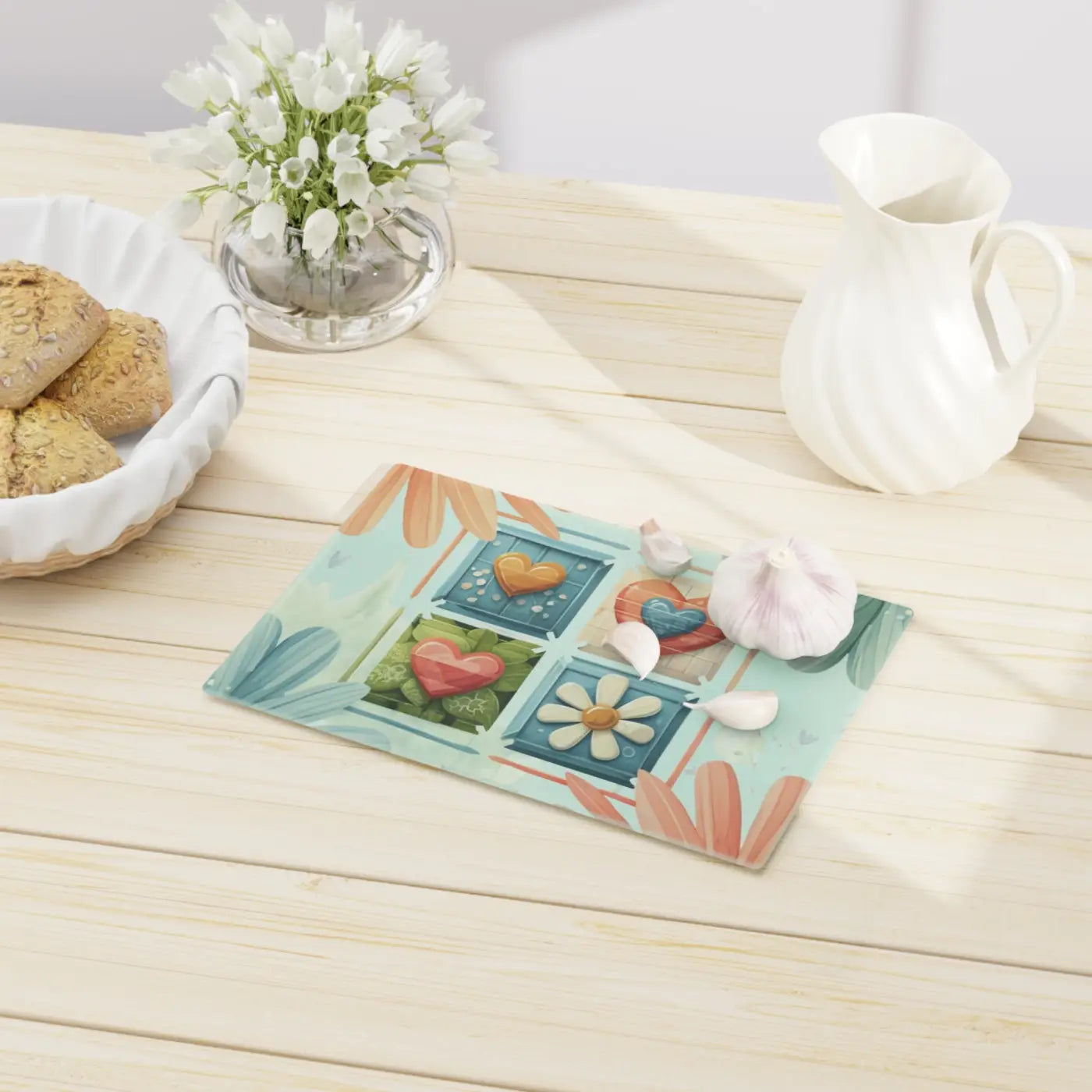 Flowers Cutting Board - Tempered Glass Kitchen Essential - DipaliZ