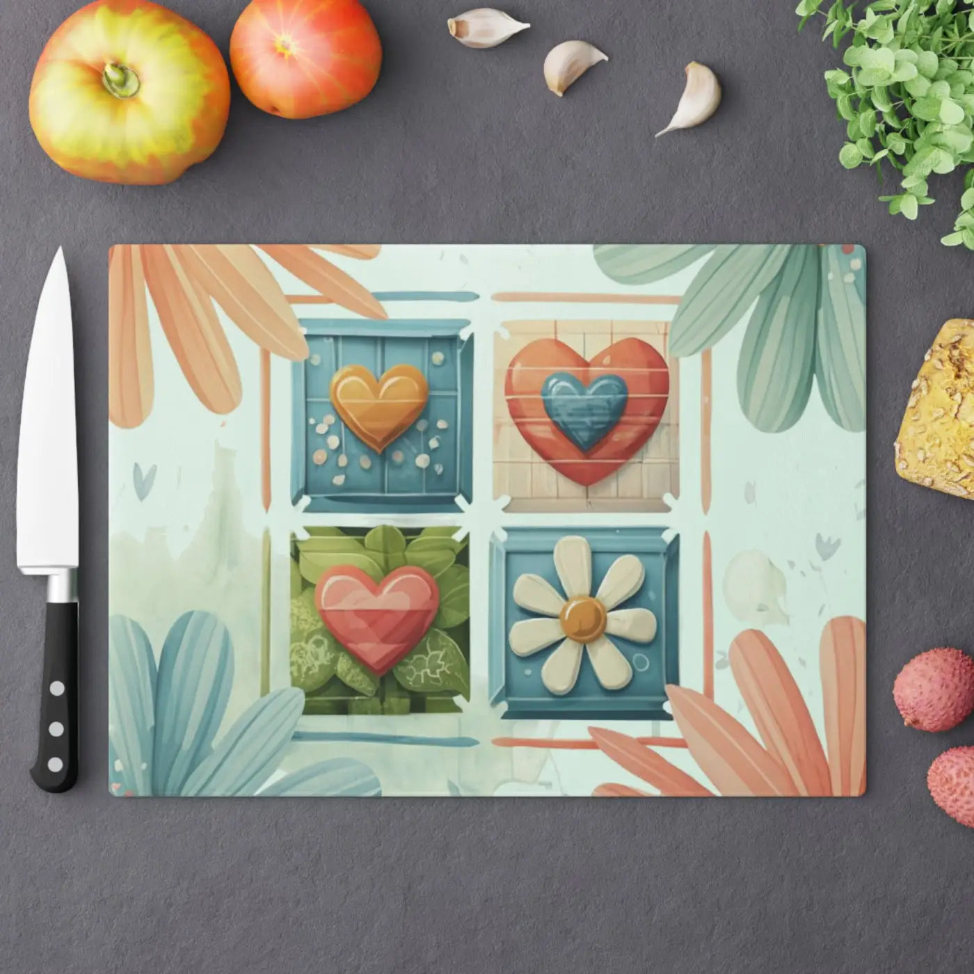 Flowers Cutting Board - Tempered Glass Kitchen Essential - DipaliZ