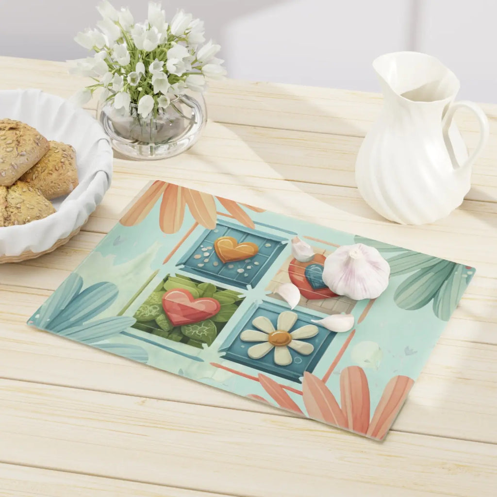Flowers Cutting Board - Tempered Glass Kitchen Essential - DipaliZ