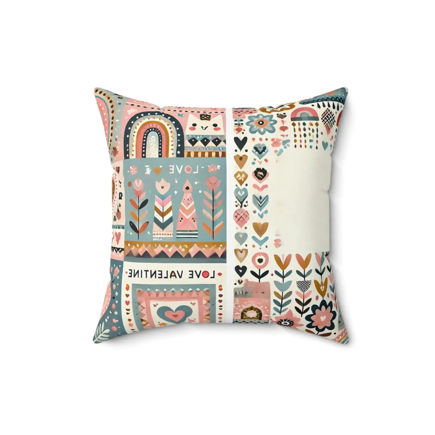 Vibrant Hearts and Flowers Spun Polyester Square Pillow - DipaliZ