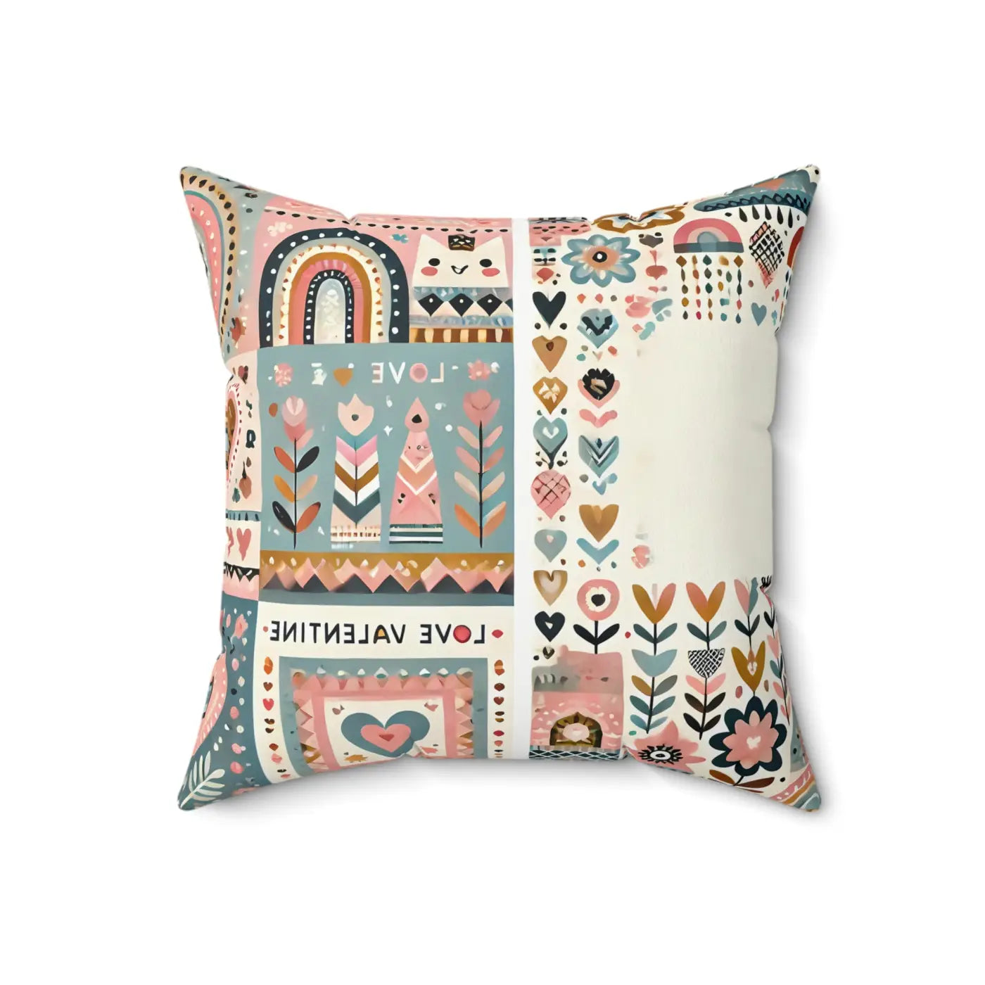 Vibrant Hearts and Flowers Spun Polyester Square Pillow - DipaliZ