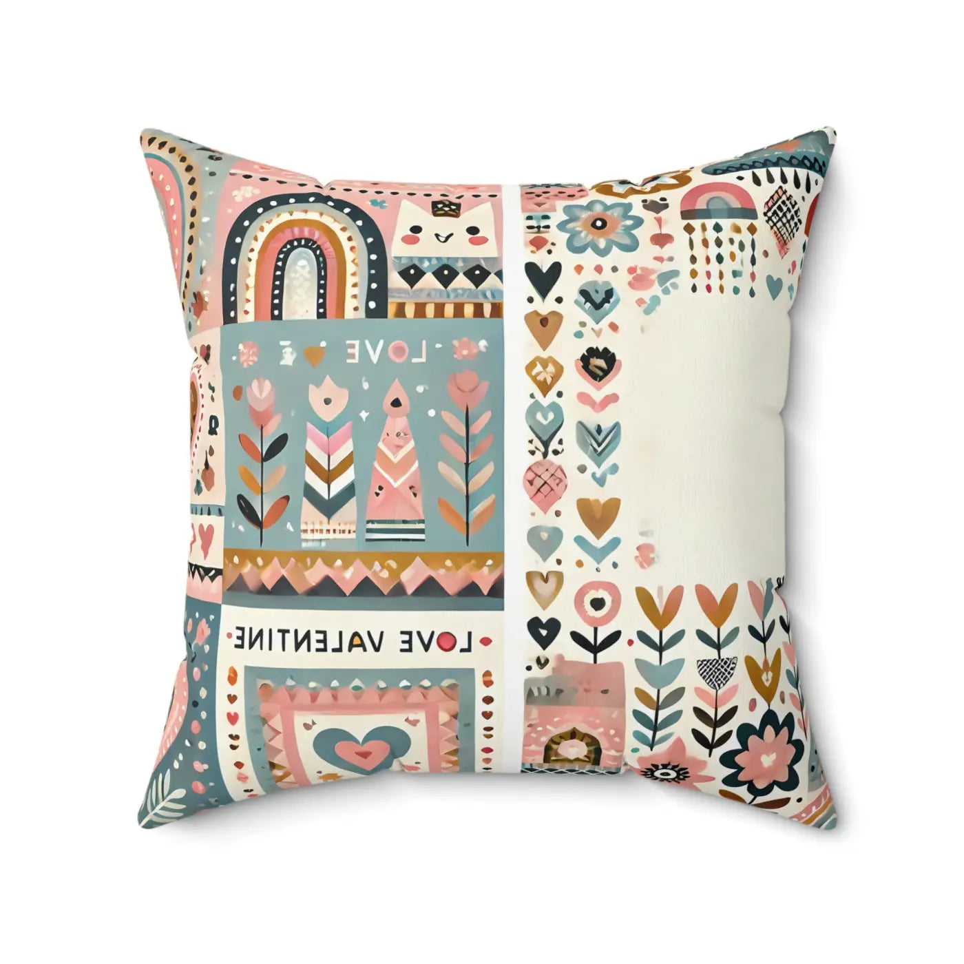 Vibrant Hearts and Flowers Spun Polyester Square Pillow - DipaliZ
