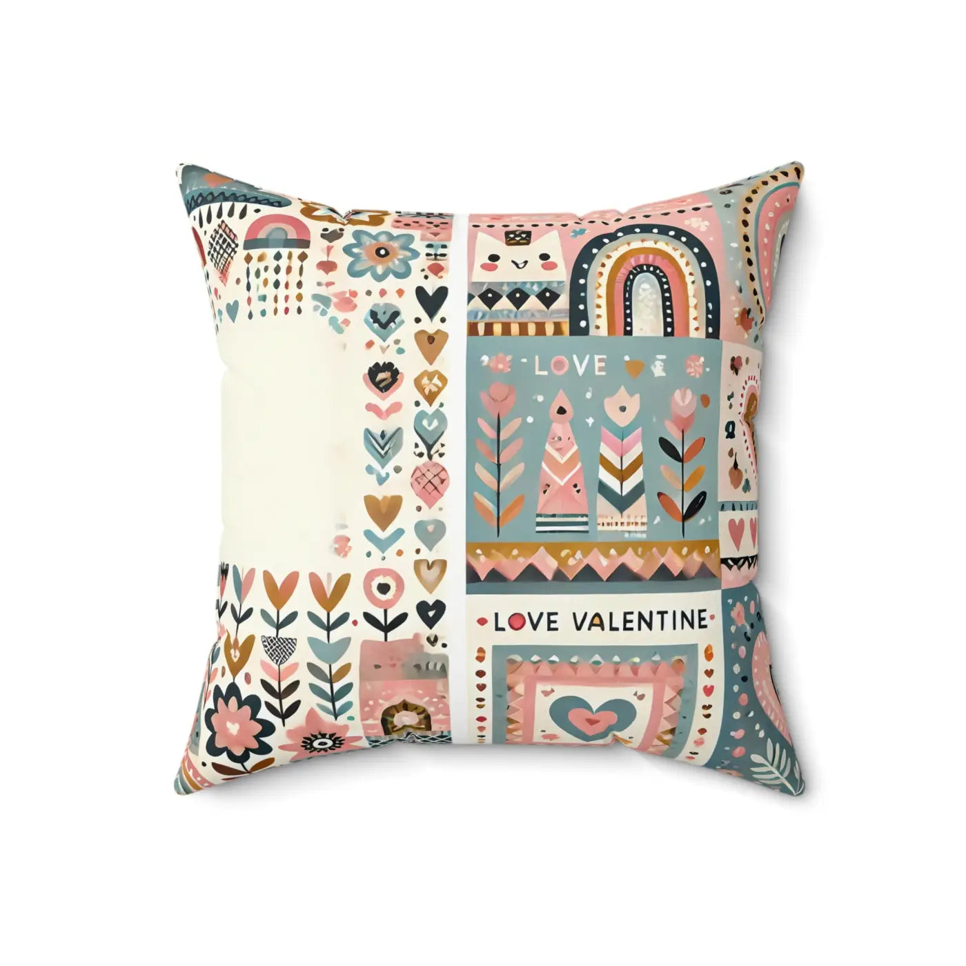 Vibrant Hearts and Flowers Spun Polyester Square Pillow - DipaliZ