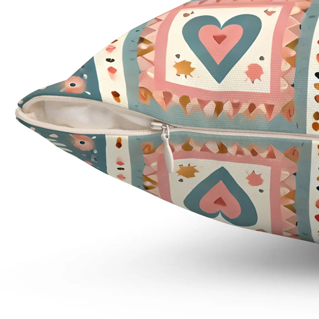 Vibrant Hearts and Flowers Spun Polyester Square Pillow - DipaliZ