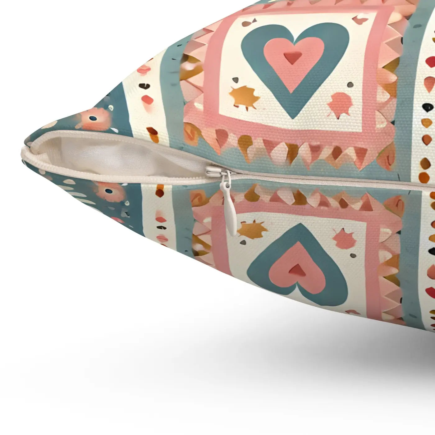 Vibrant Hearts and Flowers Spun Polyester Square Pillow - DipaliZ