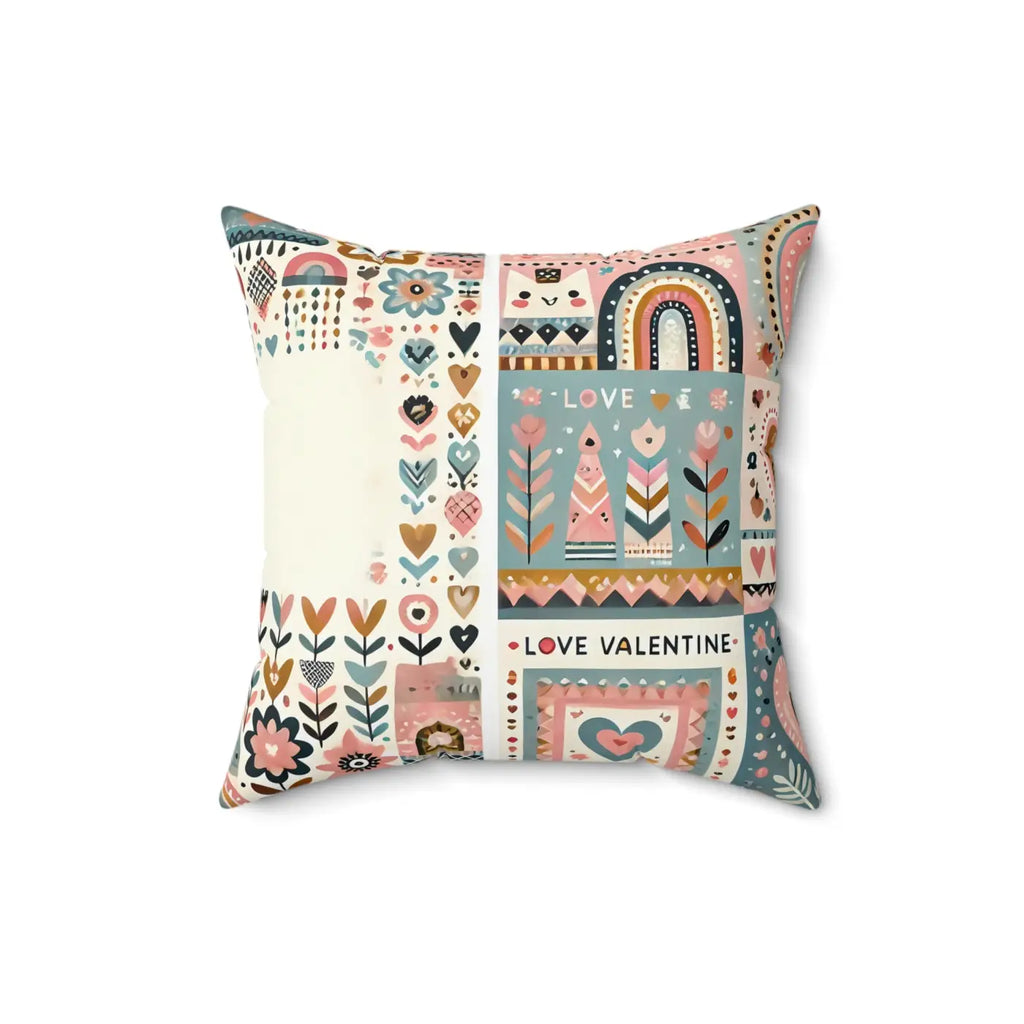 Vibrant Hearts and Flowers Spun Polyester Square Pillow - DipaliZ