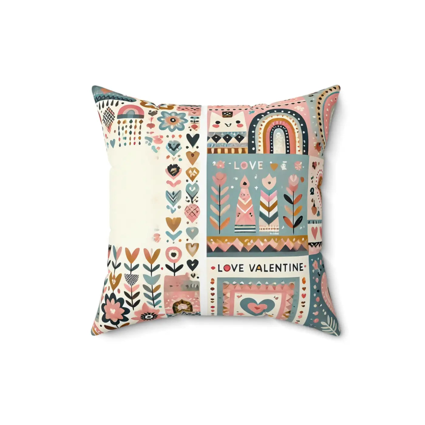 Vibrant Hearts and Flowers Spun Polyester Square Pillow - DipaliZ