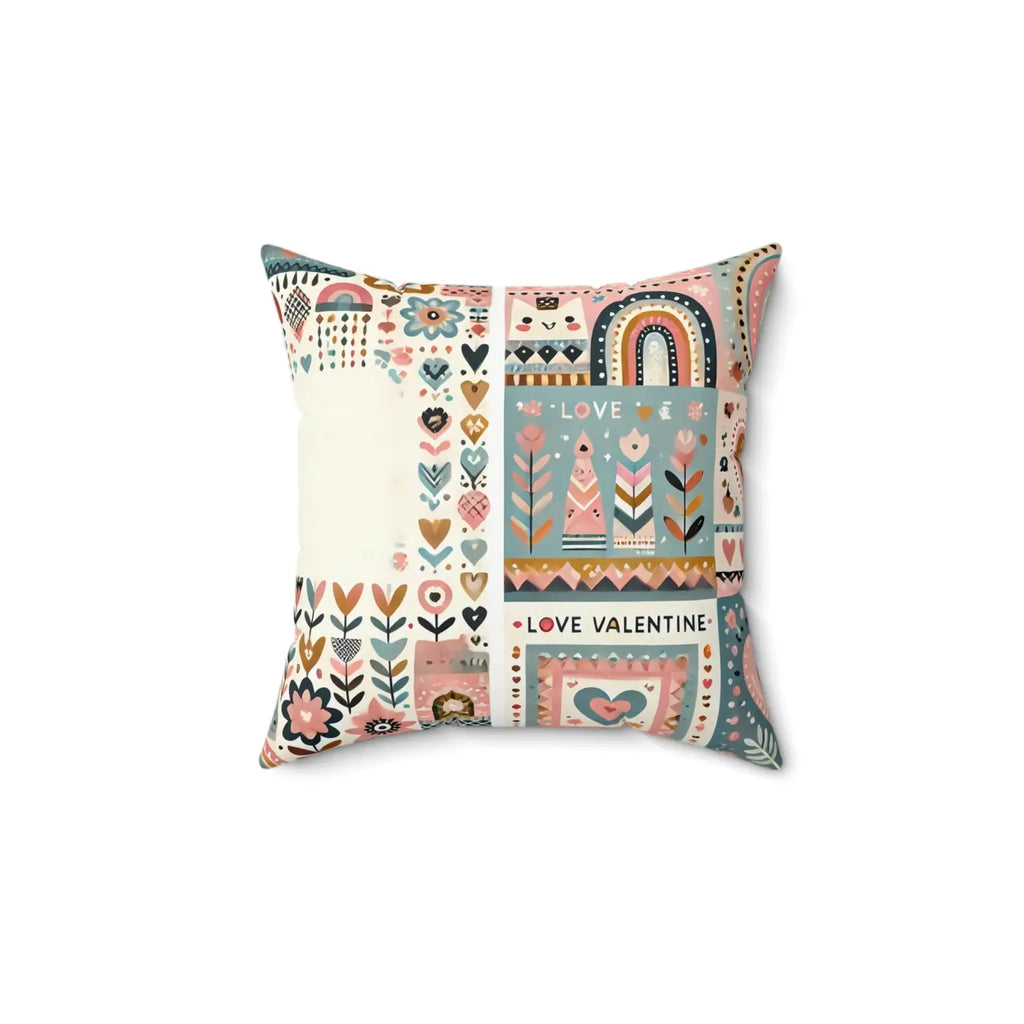 Vibrant Hearts and Flowers Spun Polyester Square Pillow - DipaliZ