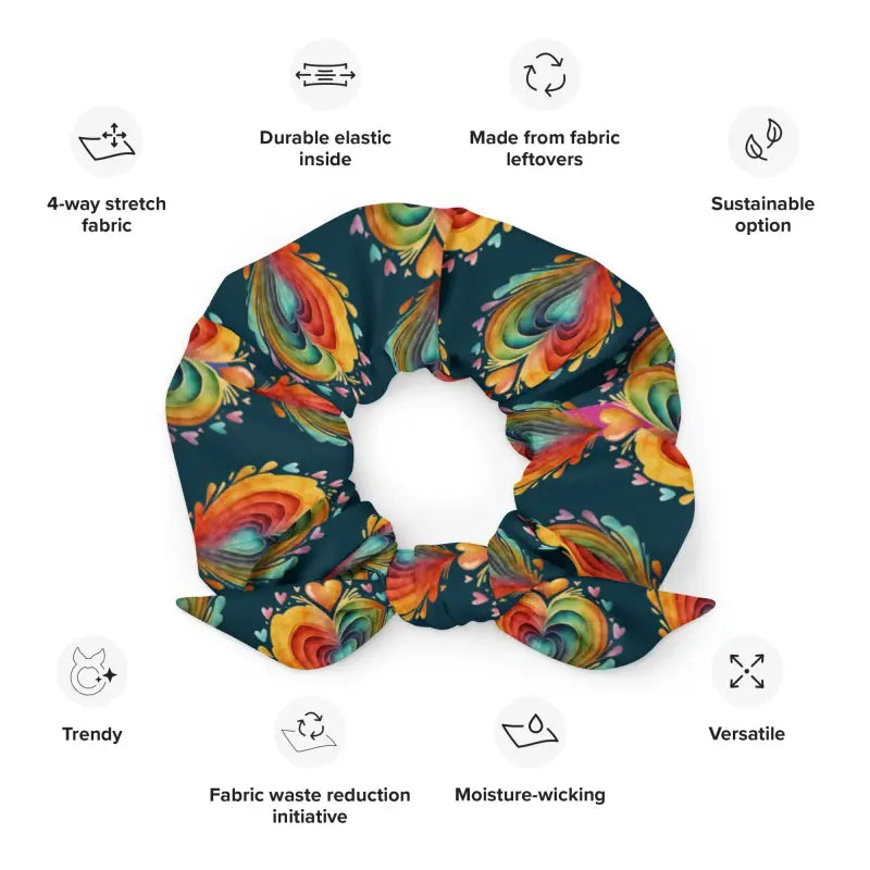 Heart Pattern Recycled Scrunchie - Eco-Friendly Gift - DipaliZ