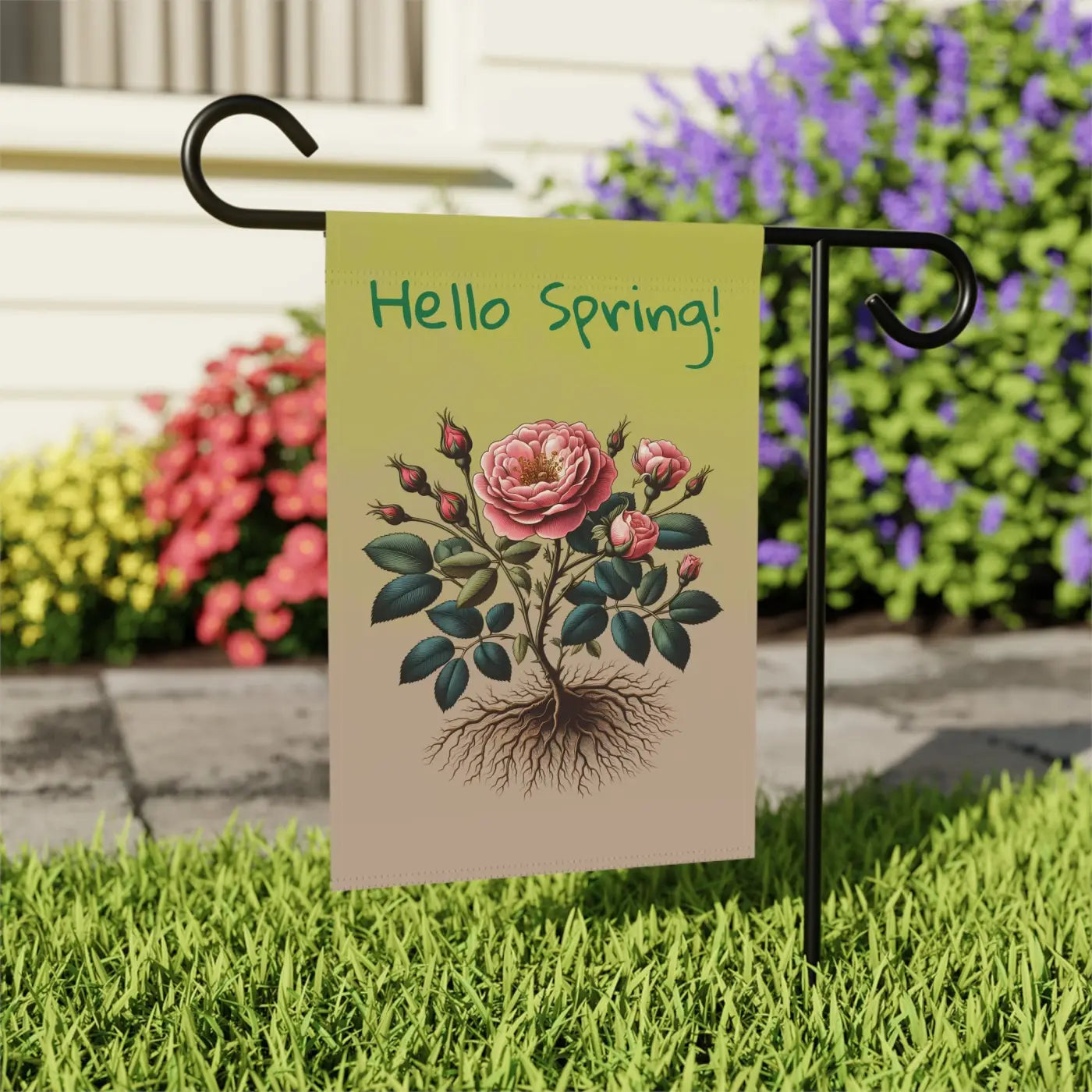 Vibrant Rose Plant House Banner - Poly Poplin Canvas - DipaliZ