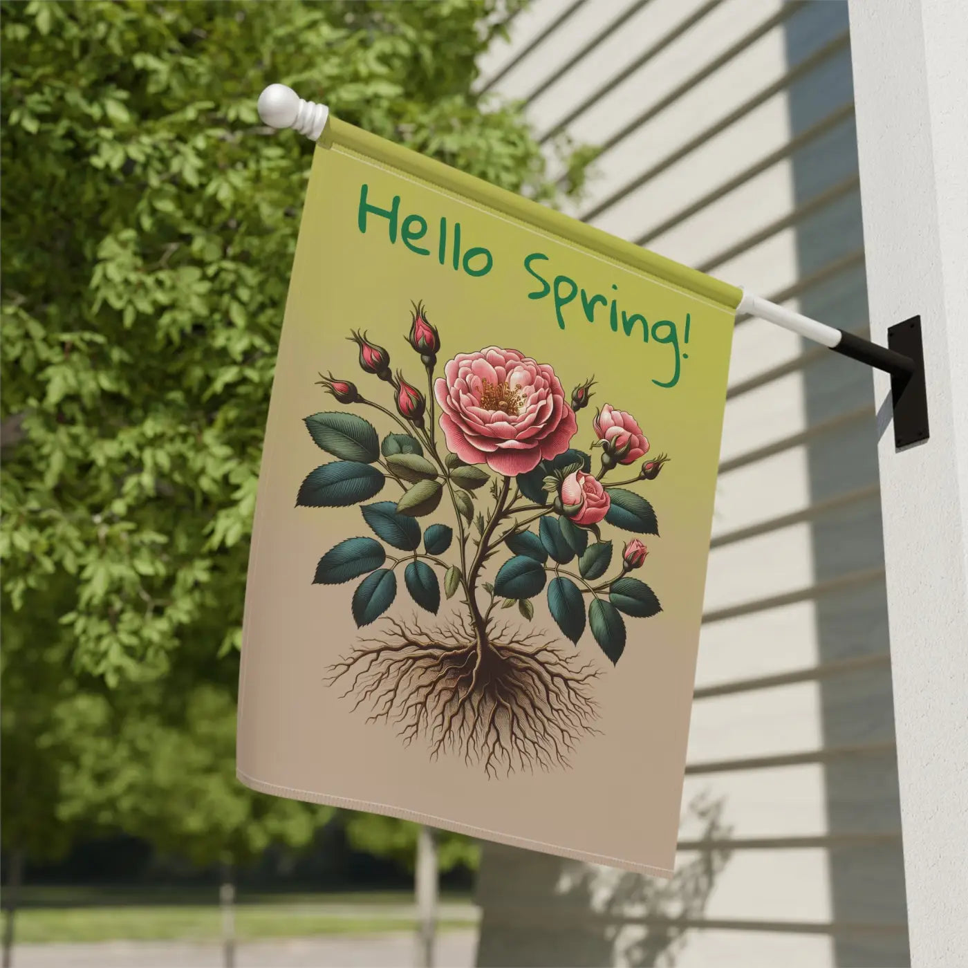 Vibrant Rose Plant House Banner - Poly Poplin Canvas - DipaliZ