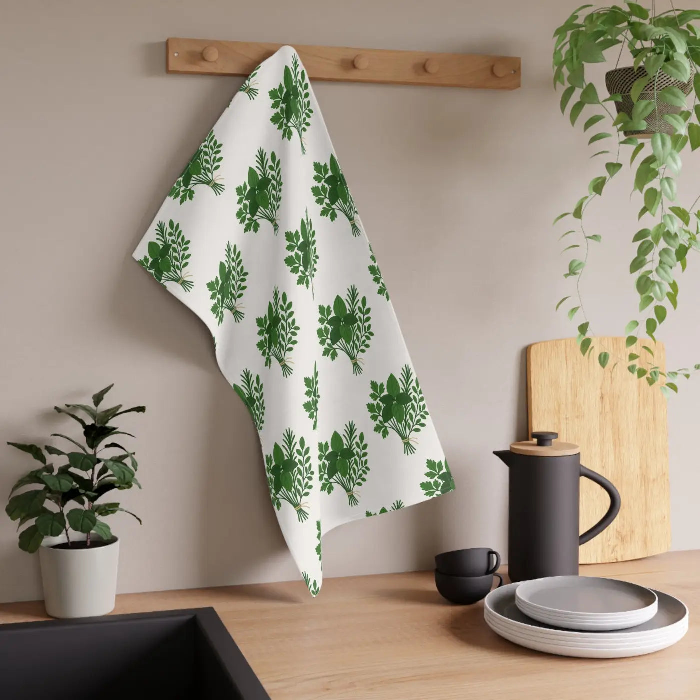 Herb Garden Tea Towels - Rustic Charm Kitchen Decor - DipaliZ