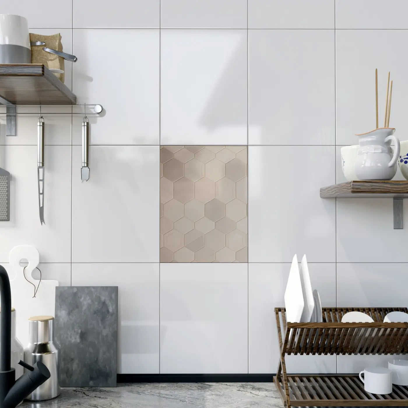 Vibrant Ceramic Photo Tile - Dynamic Hexagon Design - DipaliZ