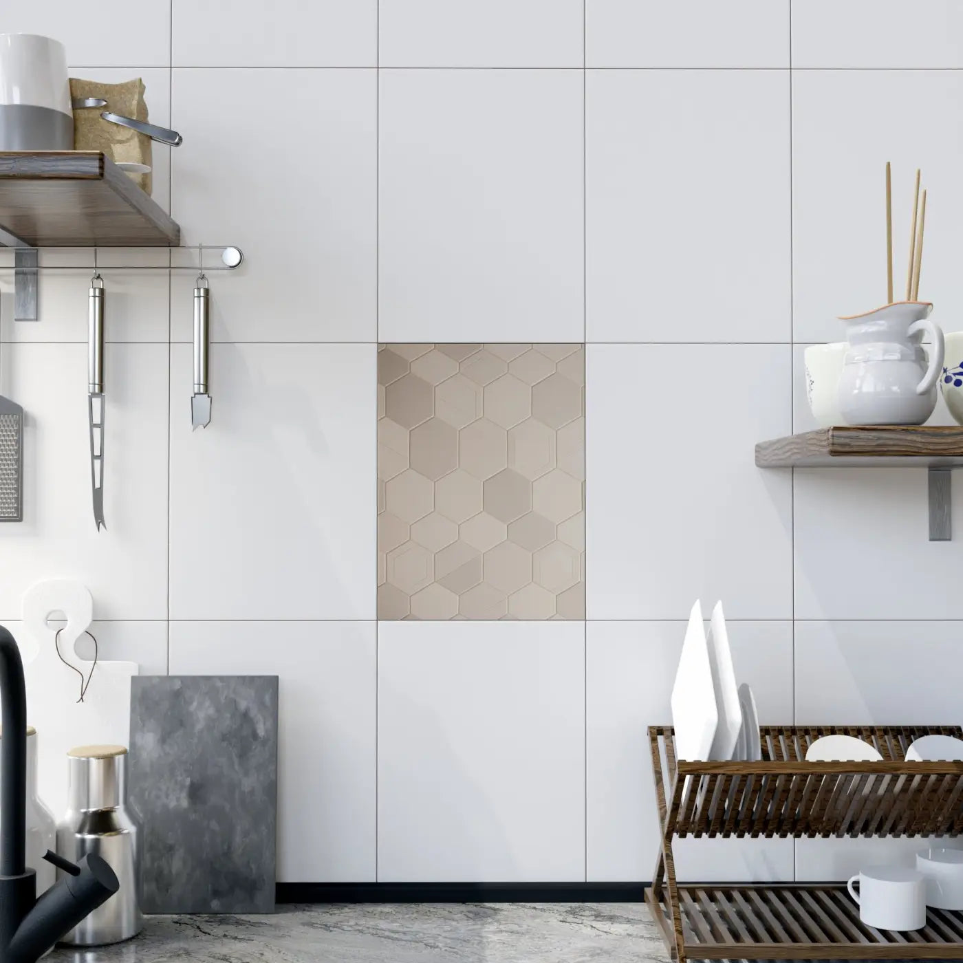Vibrant Ceramic Photo Tile - Dynamic Hexagon Design - DipaliZ