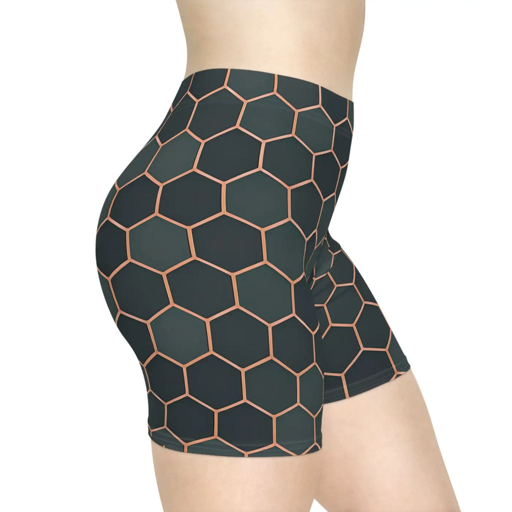 Premium Womens Biker Shorts - Hexagon Pattern Active - DipaliZ