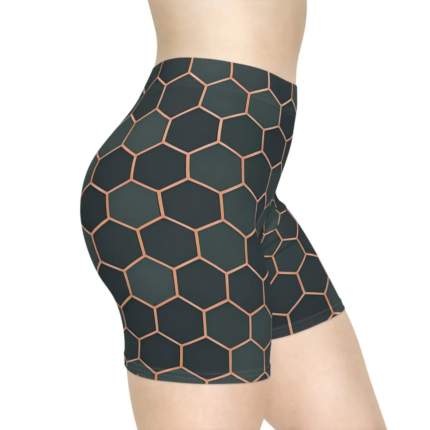 Premium Womens Biker Shorts - Hexagon Pattern Active - DipaliZ