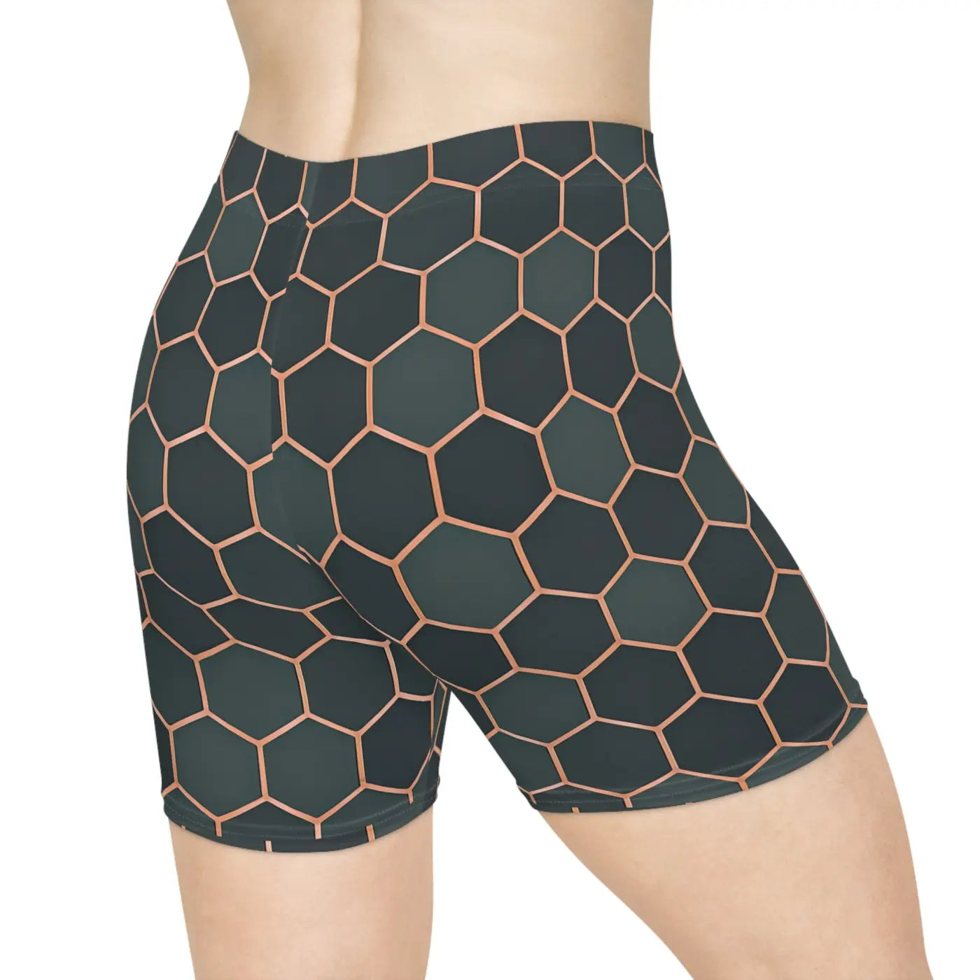 Premium Womens Biker Shorts - Hexagon Pattern Active - DipaliZ