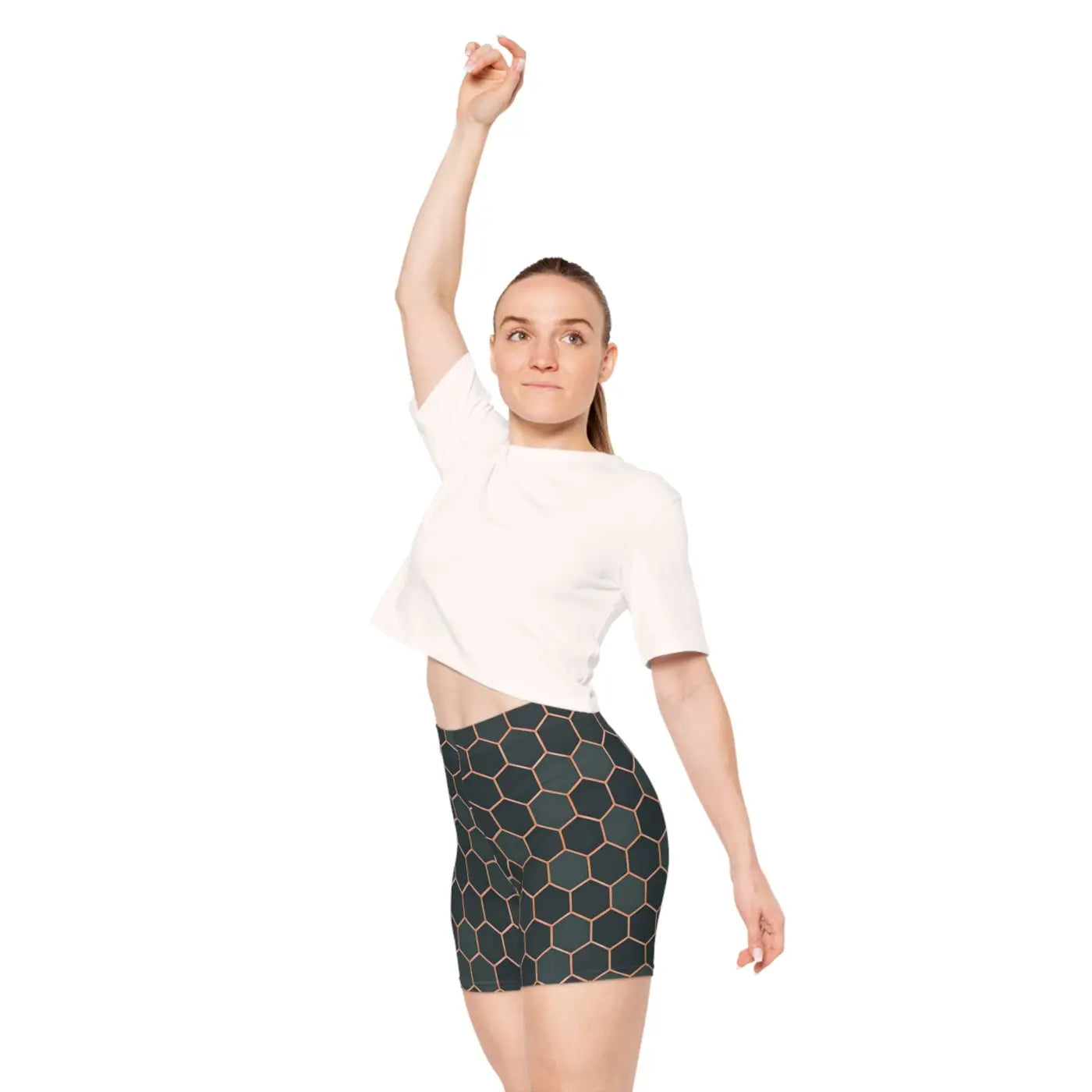Premium Womens Biker Shorts - Hexagon Pattern Active - DipaliZ
