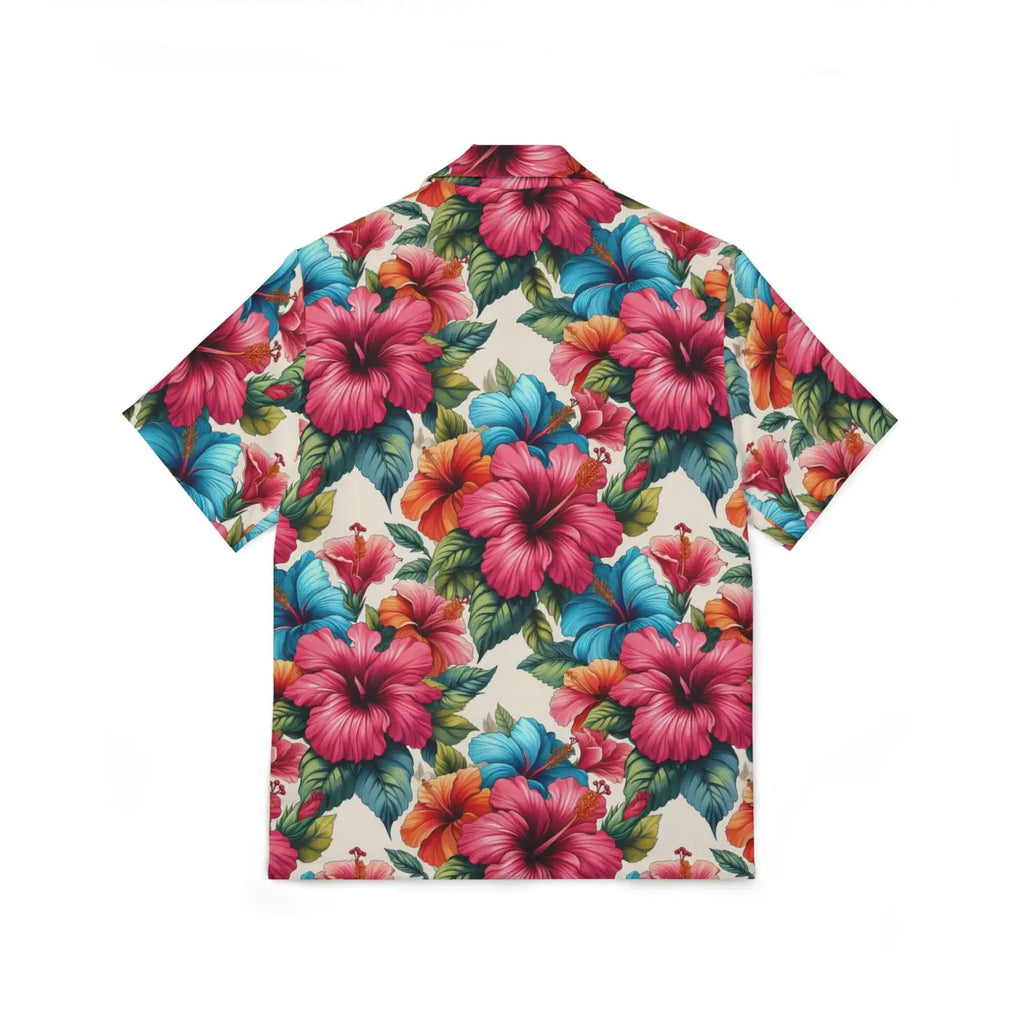 Vibrant Hawaiian Camp Shirt - Hibiscus Flowers - DipaliZ