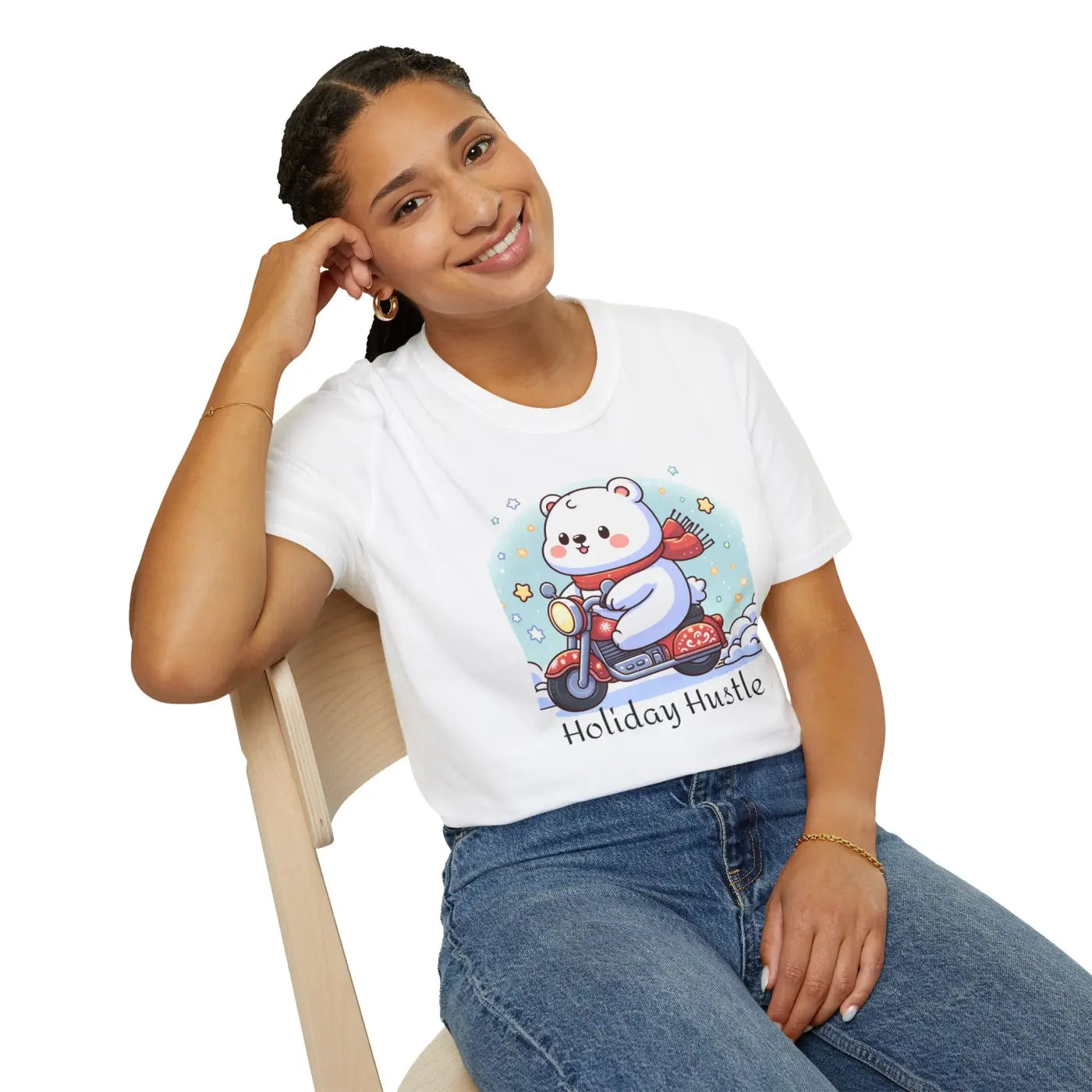Holiday Hustle Polar Bear Scooter Tee - Festive Unisex - DipaliZ