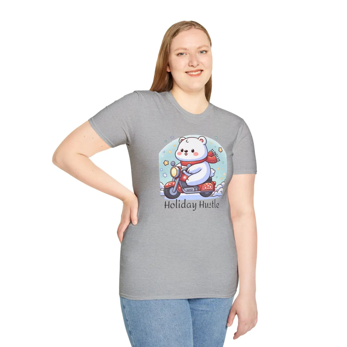Holiday Hustle Polar Bear Scooter Tee - Festive Unisex - DipaliZ