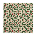 Cotton Twill Tablecloth - Classic Holly Leaves and Red Berries - DipaliZ