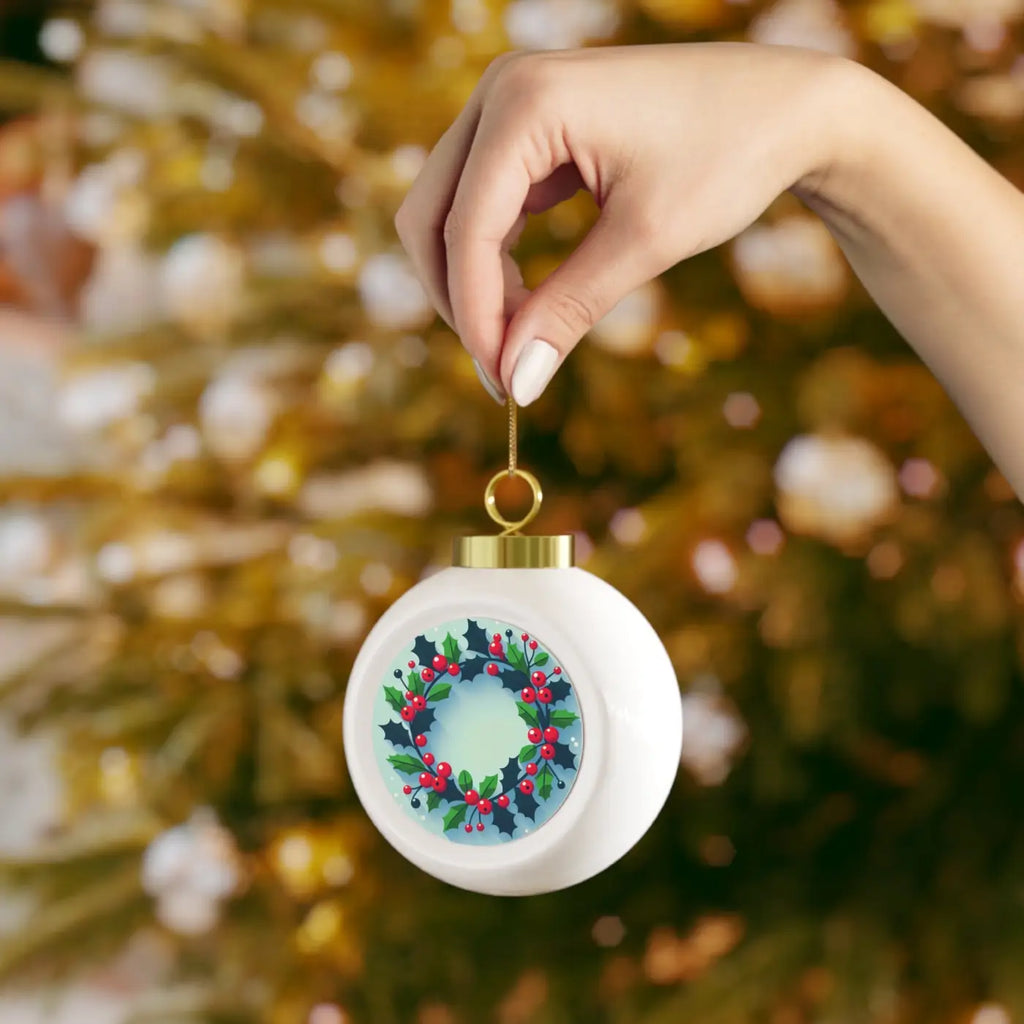 Exquisite Christmas Ball - Festive Wonderland Holly Leaves - DipaliZ