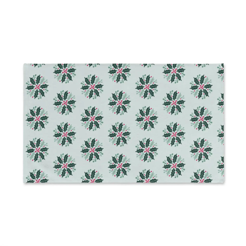 Festive Holly Leaves Christmas Berries Hand Towel - DipaliZ