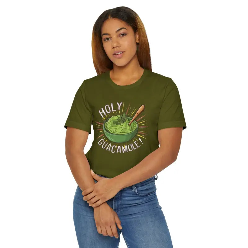 Bold Holy Guacamole Tee - Cozy Avocado Print Comfort - DipaliZ