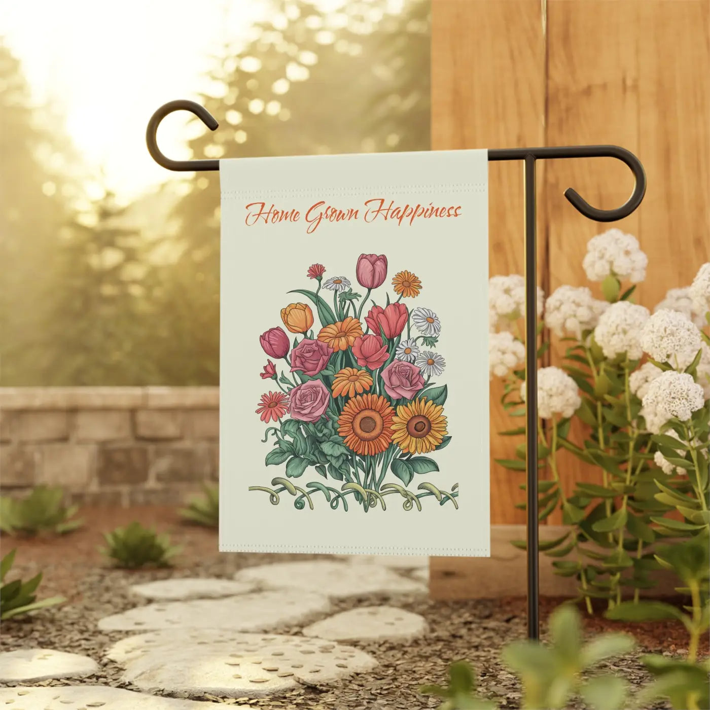 Vibrant Home Grown Happiness Banner - Garden Decor - DipaliZ