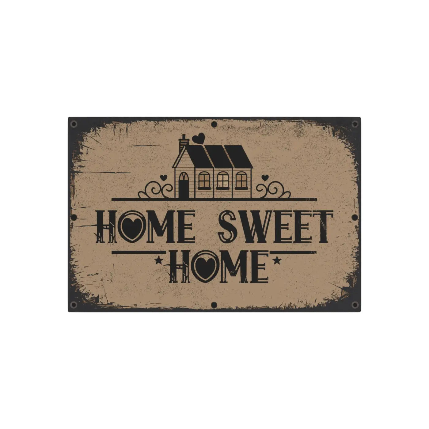 Vintage Home Sweet Metal Art Sign - White Aluminum Composite - DipaliZ