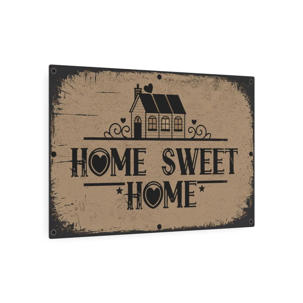 Vintage Home Sweet Metal Art Sign - White Aluminum Composite - DipaliZ