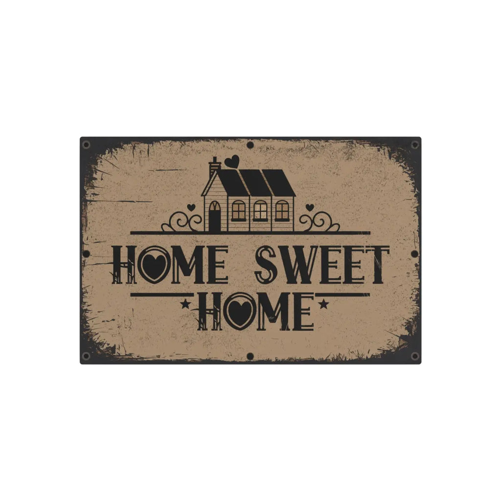 Vintage Home Sweet Metal Art Sign - White Aluminum Composite - DipaliZ