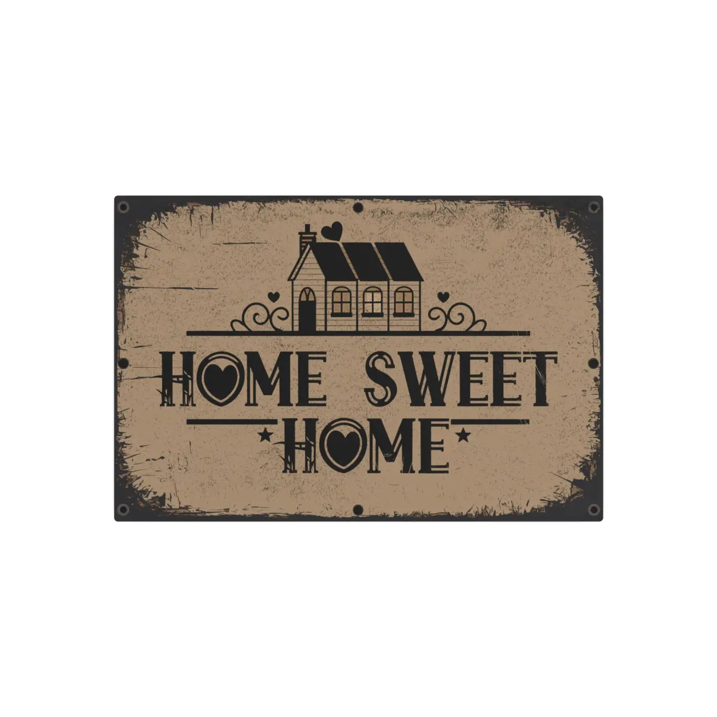 Vintage Home Sweet Metal Art Sign - White Aluminum Composite - DipaliZ