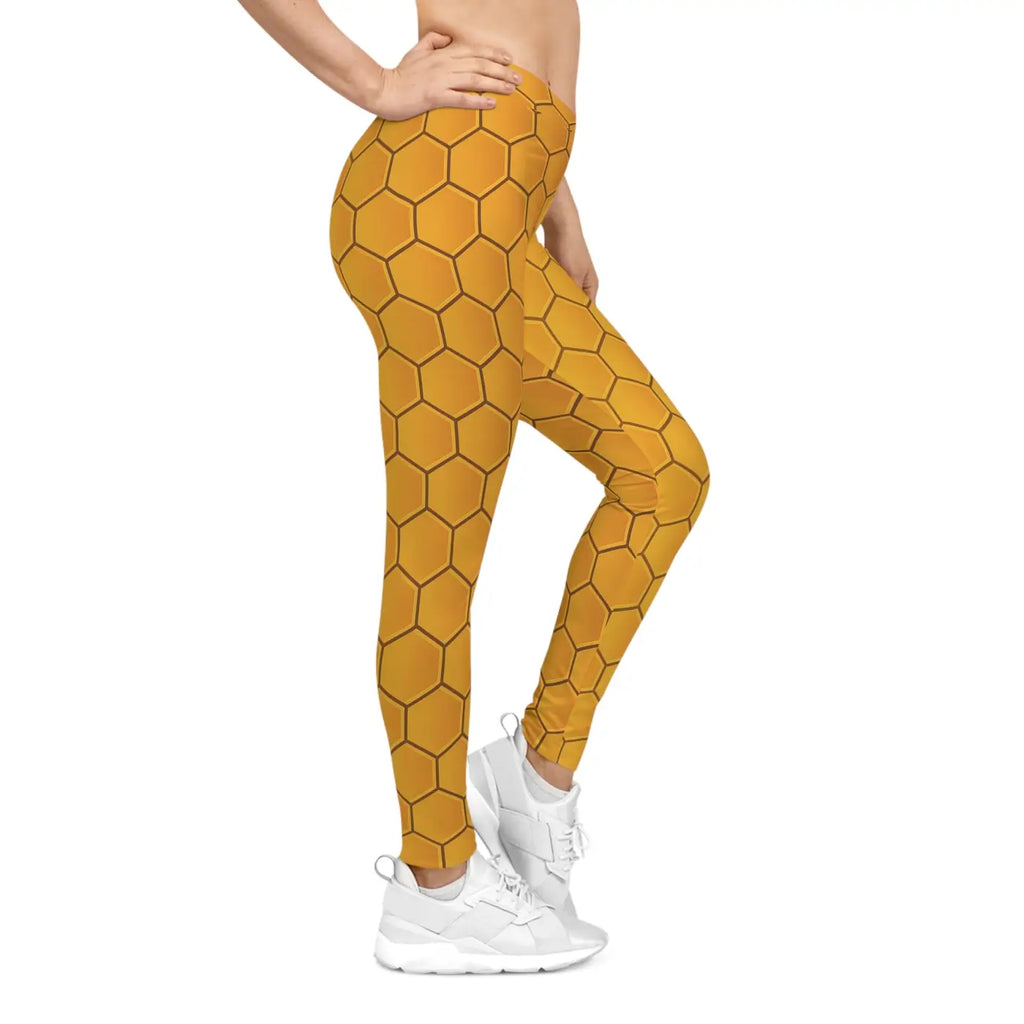 Honeycomb Patterned Leggings - Bee Inspired Apparel - DipaliZ