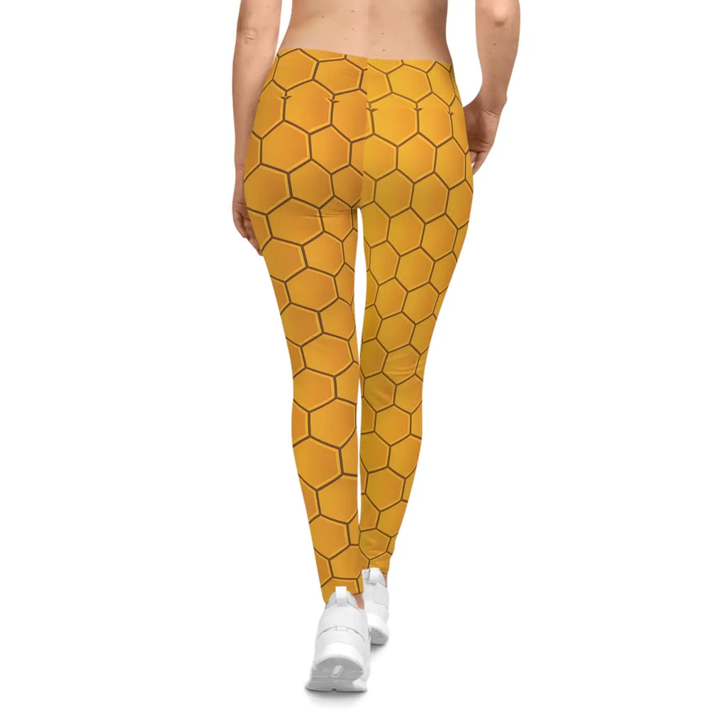 Honeycomb Patterned Leggings - Bee Inspired Apparel - DipaliZ