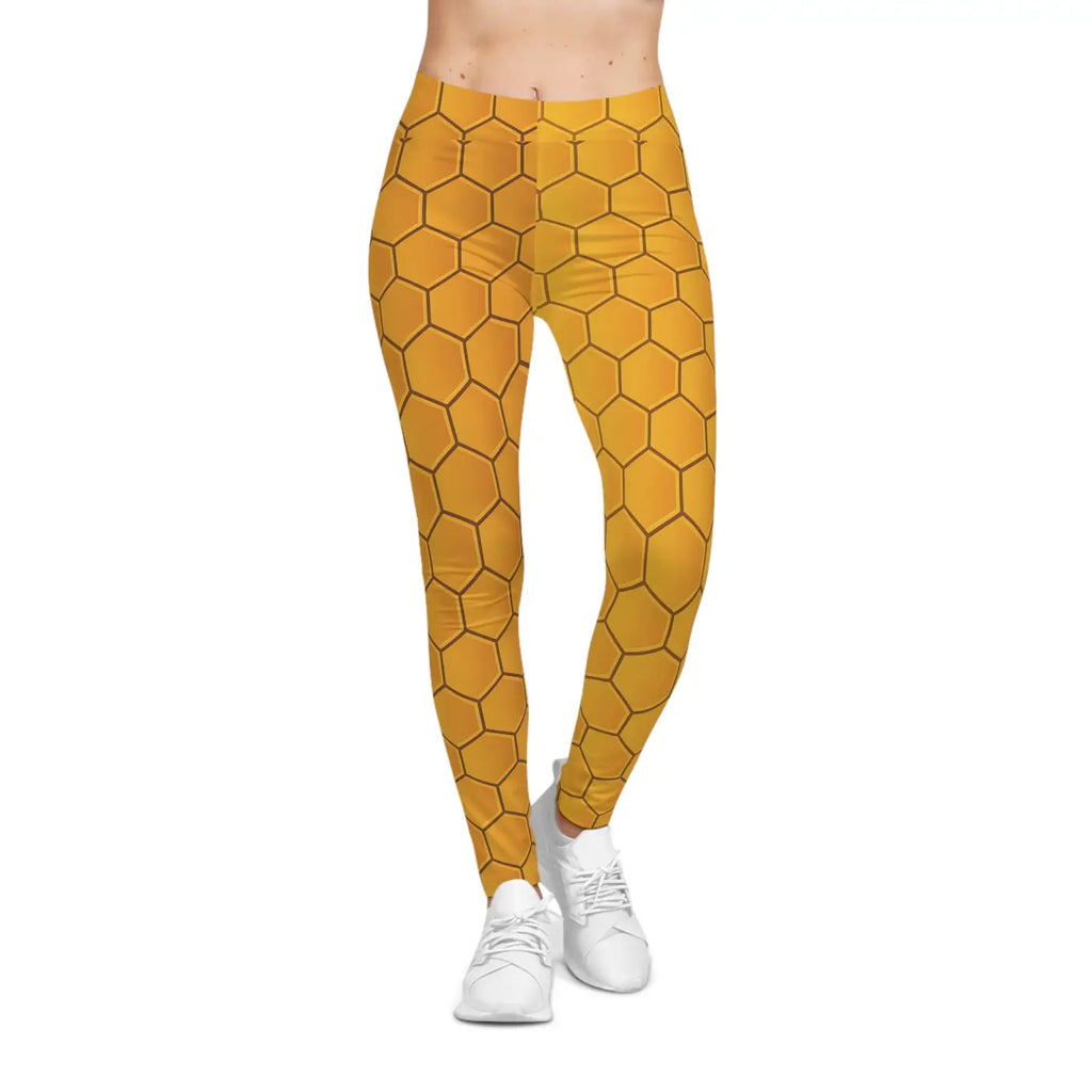 Honeycomb Patterned Leggings - Bee Inspired Apparel - DipaliZ
