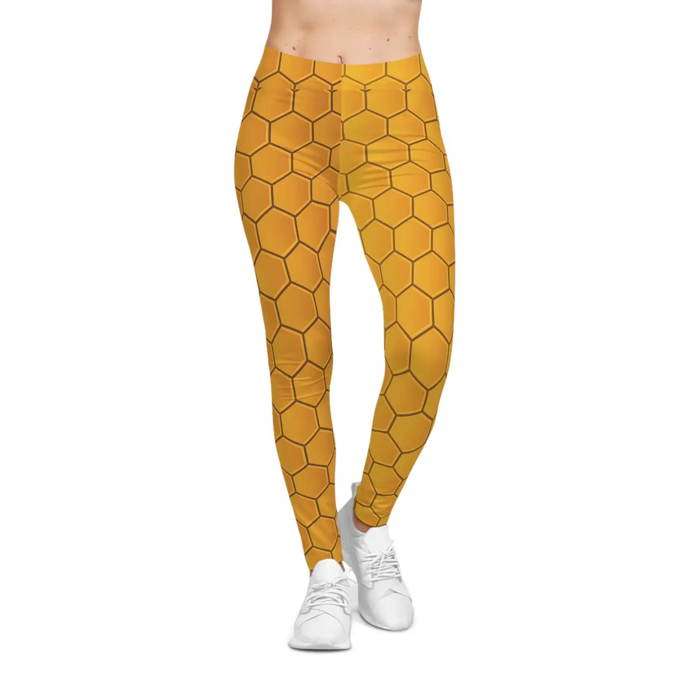 Honeycomb Patterned Leggings - Bee Inspired Apparel - DipaliZ