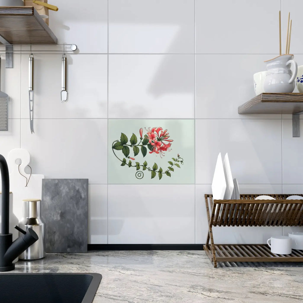 Honeysuckle Ceramic Photo Tile - Floral Home Decor - DipaliZ