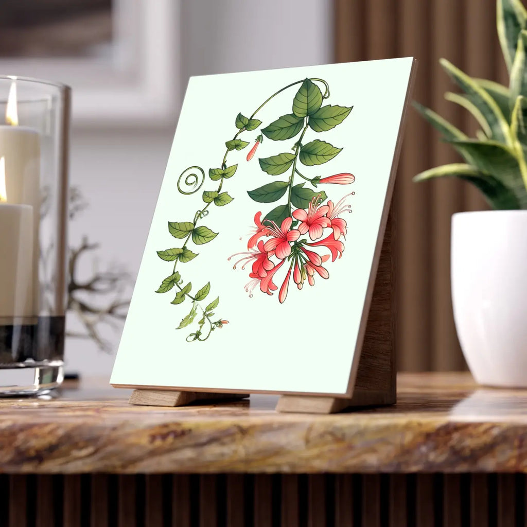 Honeysuckle Ceramic Photo Tile - Floral Home Decor - DipaliZ