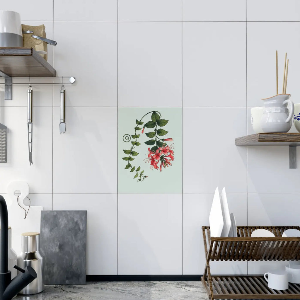 Honeysuckle Ceramic Photo Tile - Floral Home Decor - DipaliZ