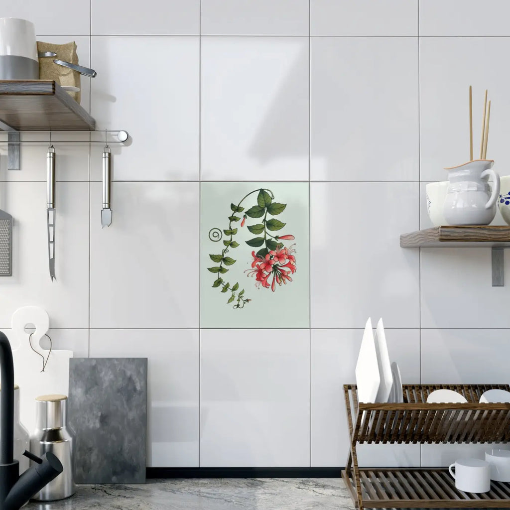 Honeysuckle Ceramic Photo Tile - Floral Home Decor - DipaliZ
