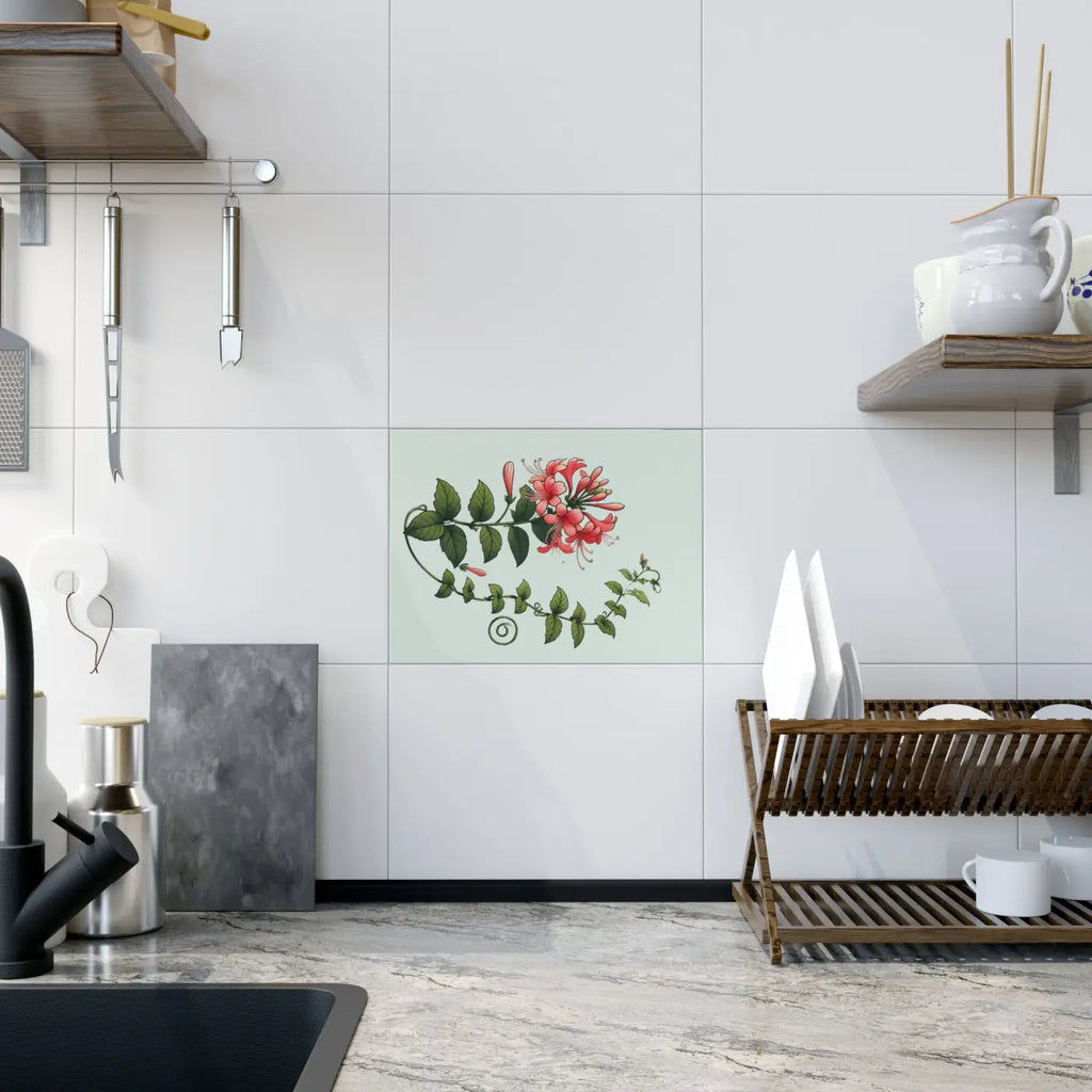 Honeysuckle Ceramic Photo Tile - Floral Home Decor - DipaliZ